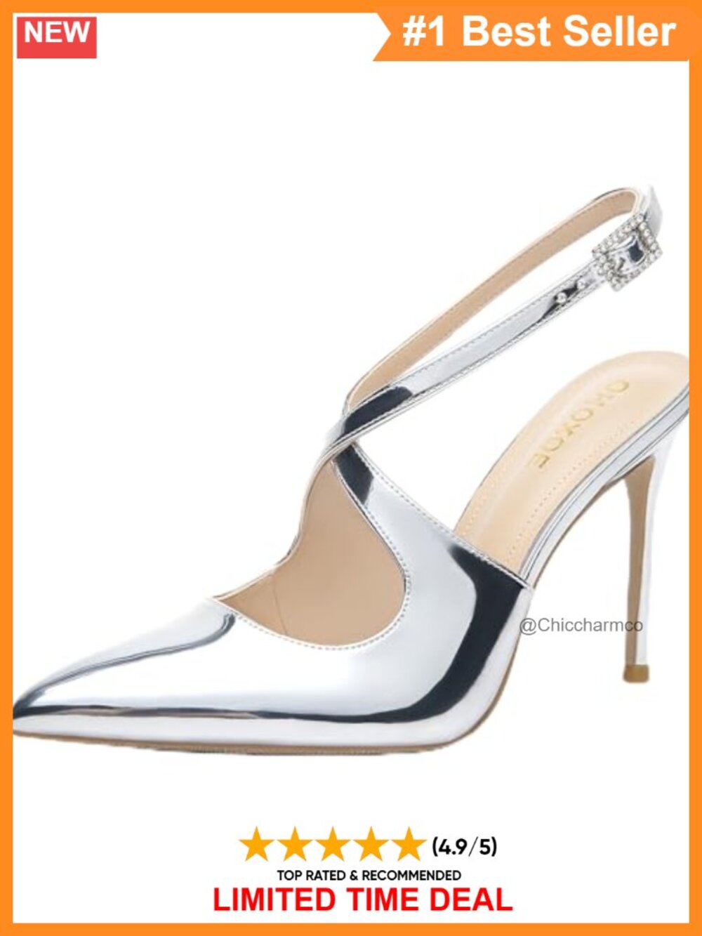 Slingback 4" Stiletto Heels Pointed Toe Patent Leather Pumps